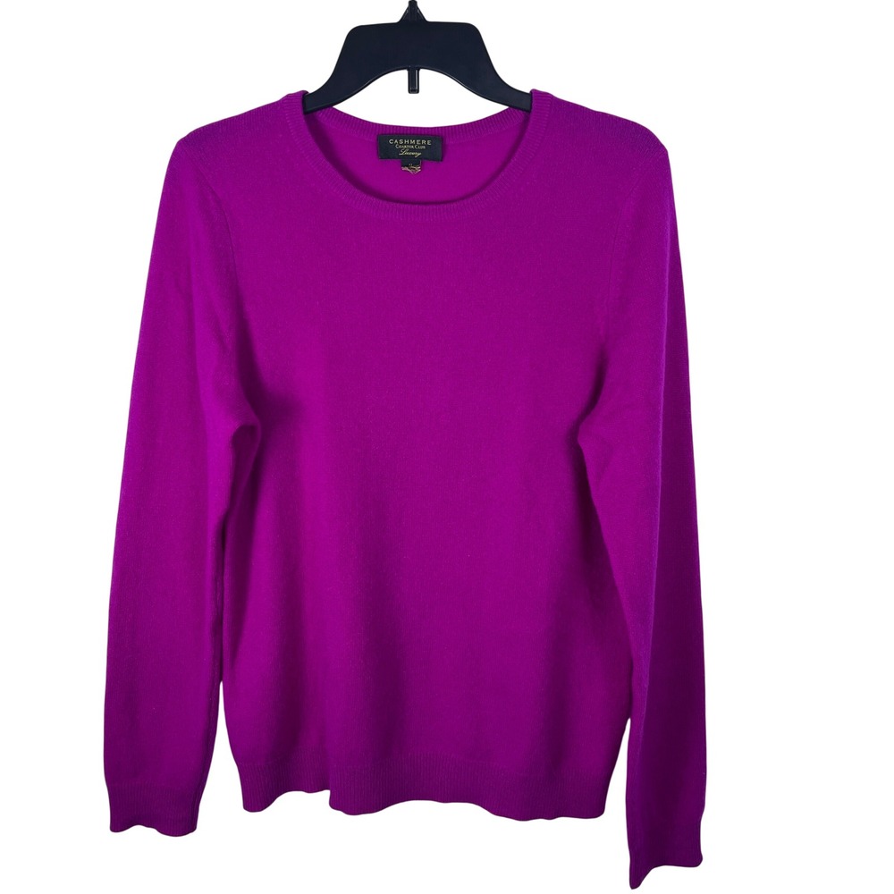 Charter Club 100% Cashmere Crewneck Sweater Women M Magenta Pink Luxury Fall